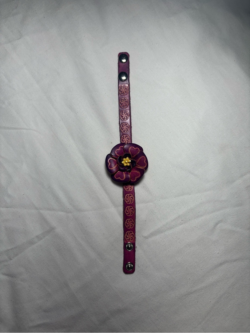 Leather Flower Bracelet